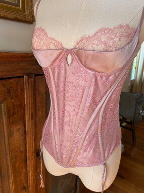 Vintage 90s Carine Gilson Blush Pink Silk Corset